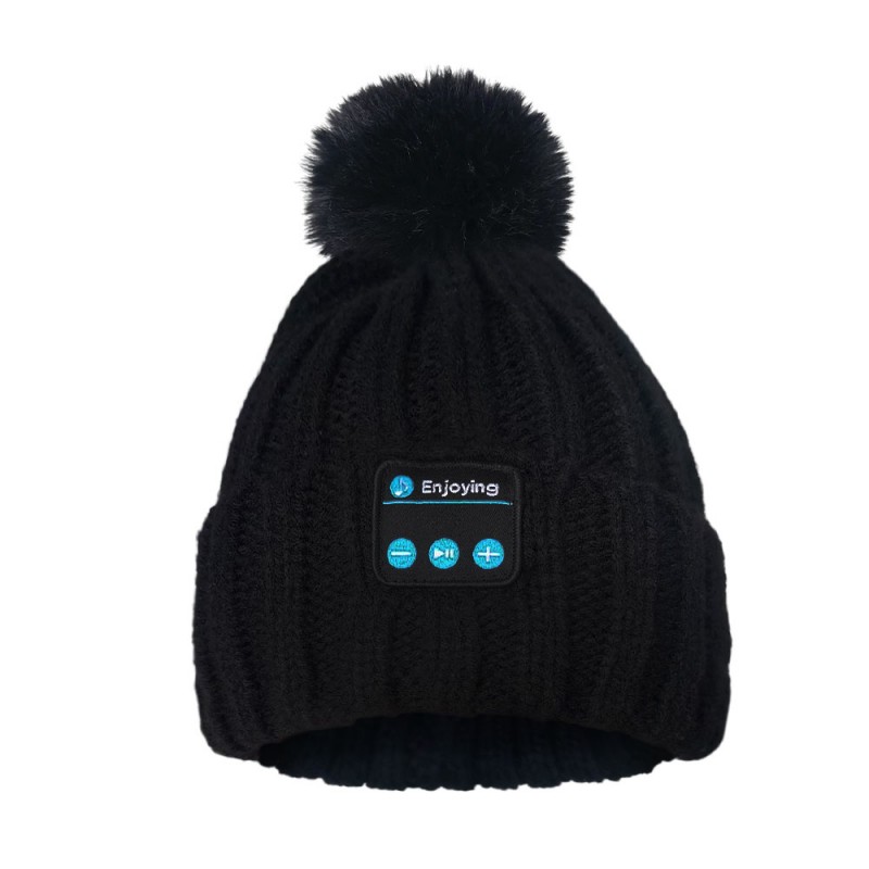 Bluetooth Beanie kalap fejhallgató fekete golyóval